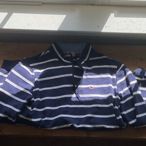 Vineyard Vines Navy and White Striped Long Sleeve Tee